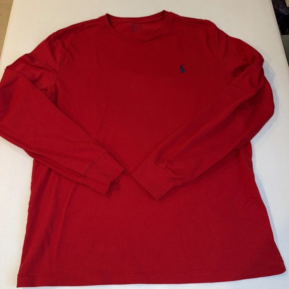 Polo Ralph Lauren Classic‎ Fit Soft Cotton Crewneck Long Sleeve Shirt Red Sz Med